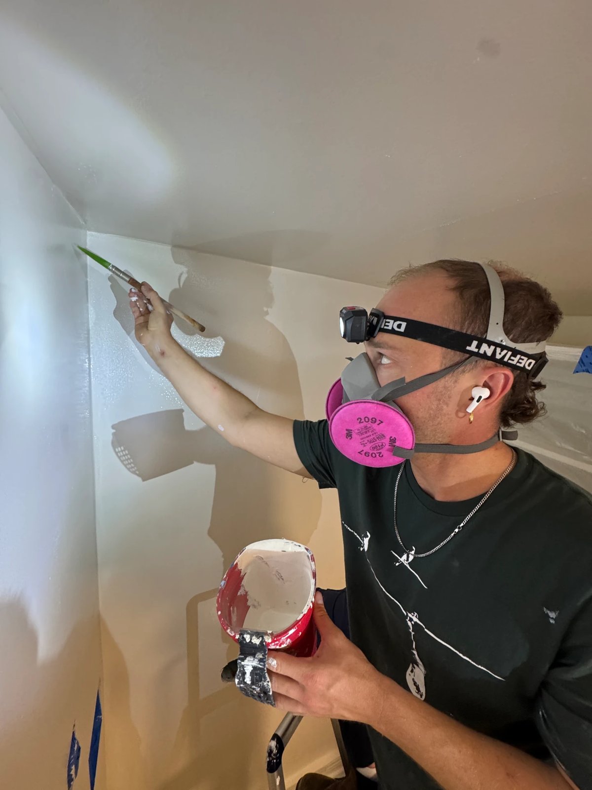 Repairing an interior wall with drywall compound